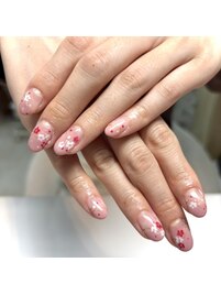 和柄ネイル/梅の花ネイル/冬