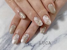 ネイルアトリエルカ(nail atelier LUCA)/W-374 大人可愛いリボンネイル