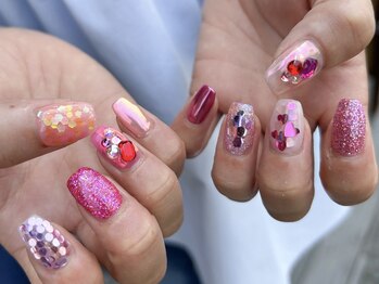 ネイルアルケー(Nail ARCHE)/ピンクホログラムネイル