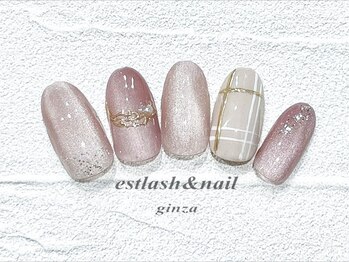 エストラッシュアンドネイル 銀座店(est lash&nail)/マグネットチェックネイル