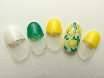 ネイルサロン ドレリッチ 大宮店(drerich)/手描きフルーツ柄～レモン～