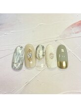 ネイルアンドまつげ リュフェール 五反田(Nail Lufaire)/大理石風ミラーフレンチ