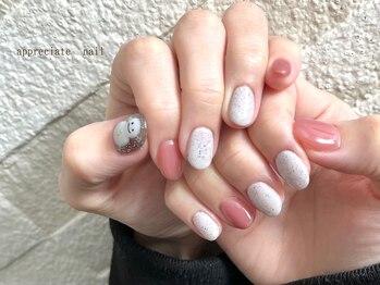 アプリシーエイトネイル(appreciate nail)/ワンカラー+雪だるま♪