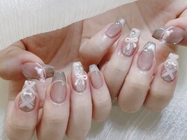ちゅるんグレーバレエコアネイル