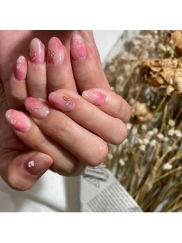 ナナズネイル 西小倉店(NANA's Nail)/桃ネイル　by石川