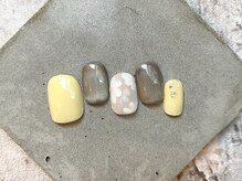 カラ ネイル 中津店(calla nail)/マグネット×ふんわりお花ネイル