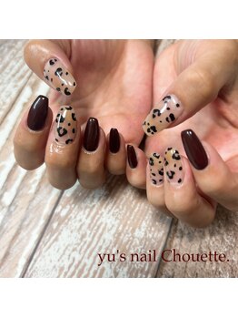 ユーズネイル シュエット(yu’s nail Chouette)/ヒョウ柄×ワインレッド