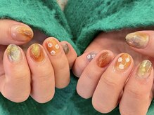 アイネイルズ 天神今泉店(I-nails)/【misato.n】お花ブラウン