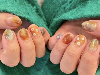 アイネイルズ 天神今泉店(I-nails)/【misato.n】お花ブラウン