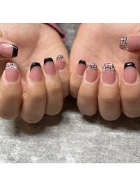 黒フレンチ♪ツイードネイル♪