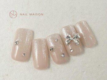 ネイルメゾン 梅田(NAIL MAISON)/きらきらシルバーリボン