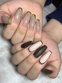 秋アシンメトリーネイル