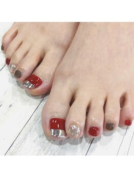 アリュール アンド エテルノ 小山店(Allure & ETERNO)/ボルドー×ミラーネイル