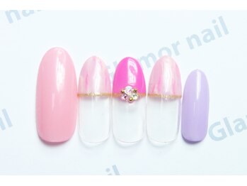 グラマーネイル(Glamor nail)/ストライプ風ぼかし☆¥6,900