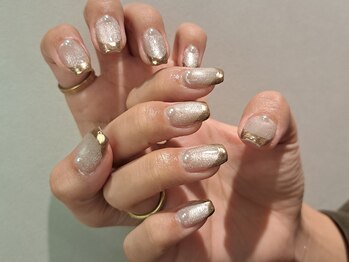 ネイルムード(Nail mood)/ミラーフレンチ