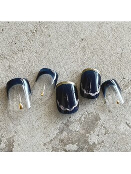 navy blue french nail