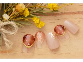 6000円　塗りかけ　べっ甲ネイル