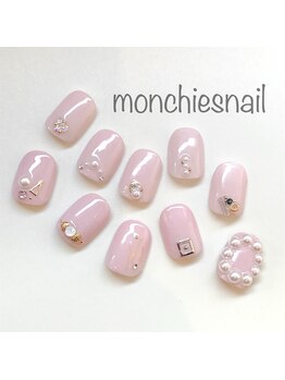 モンチーズ ネイル(Monchies Nail)/1色orラメグラ+ストーン10粒