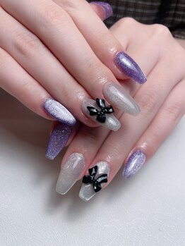 メオネイル(MEO NAIL)/長出しシルバーの上品デザイン