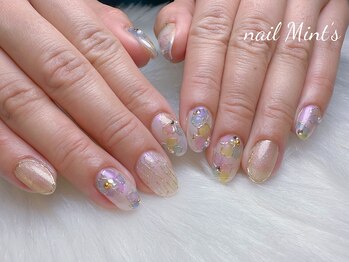 ネイルミンツ(nail Mint’s)/ステンドグラス風お花デザイン