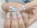 水色に星詰め込んだ天使ネイル