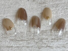秋カラーの２色塗りかけネイル