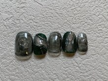 カラネイル 南森町店(calla nail)/グリーン×シルバー