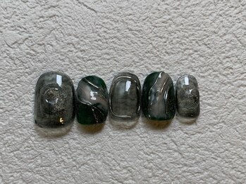 カラネイル 南森町店(calla nail)/グリーン×シルバー