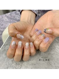 パープルの梅雨ネイル