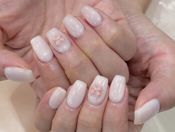 ルレーブ(LE REVE)/ワンカラーネイル×リボンパーツ