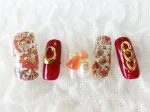 ネイリシャス(NAILICIOUS)/エスニックフラワー秋色ネイル