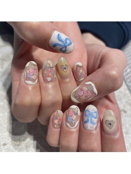 ロロネイル(ROROnail)/油絵風ニュアンスポップ