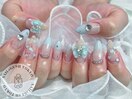 ブルーネイル/さくらんぼネイル