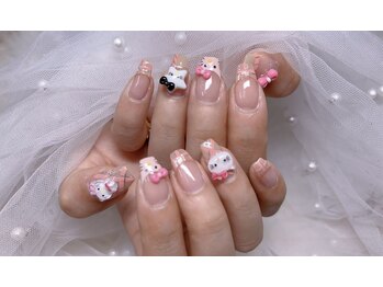 スノーネイルサロン 新宿店(Snow nail salon)/チェックフレンチキャラクター