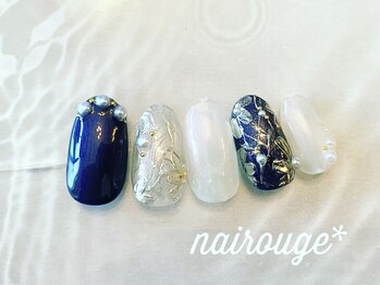 ネイル―ジュ 札幌大通店(nairouge*)/ミラーフラワーネイル♪