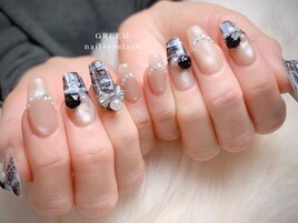 ブラックツイードネイル