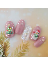 3D雪だるまツリーネイル