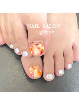 ネイルサロン グリッター(NAIL SALON glitter)/フットタイダイネイル