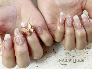 ネイルトリート 茨木駅前店(NAIL TREAT)/蝶々×重ねフレンチ