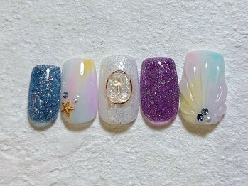 ネイルビート(NAIL BEAT)/カラフルマーメイドネイル