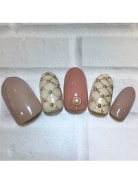 ハンド　アート6本　チェック柄