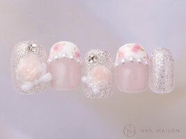 フレンチ小花柄リボン薔薇￥7500