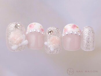 フレンチ小花柄リボン¥7500