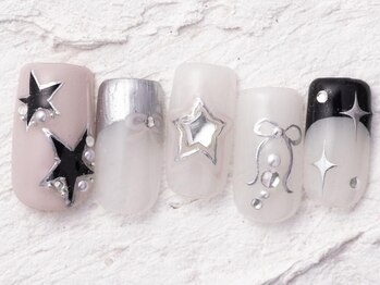 ジェミーネイル エビス(Jemiy nail ebisu)/韓国フレンチ星リボン12490yen