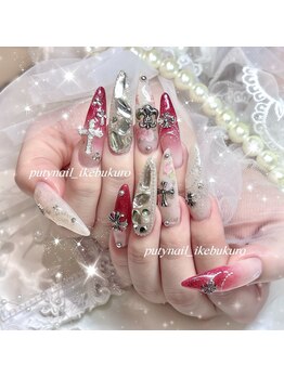 プティネイル 池袋(Puty Nail)/花柄ゴシック風ネイル☆
