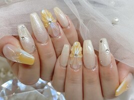 【Ayaka】イエロー夏ネイル