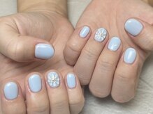 バーガンディ 鶴田(BURGUNDY)/ぷっくりフラワーネイル