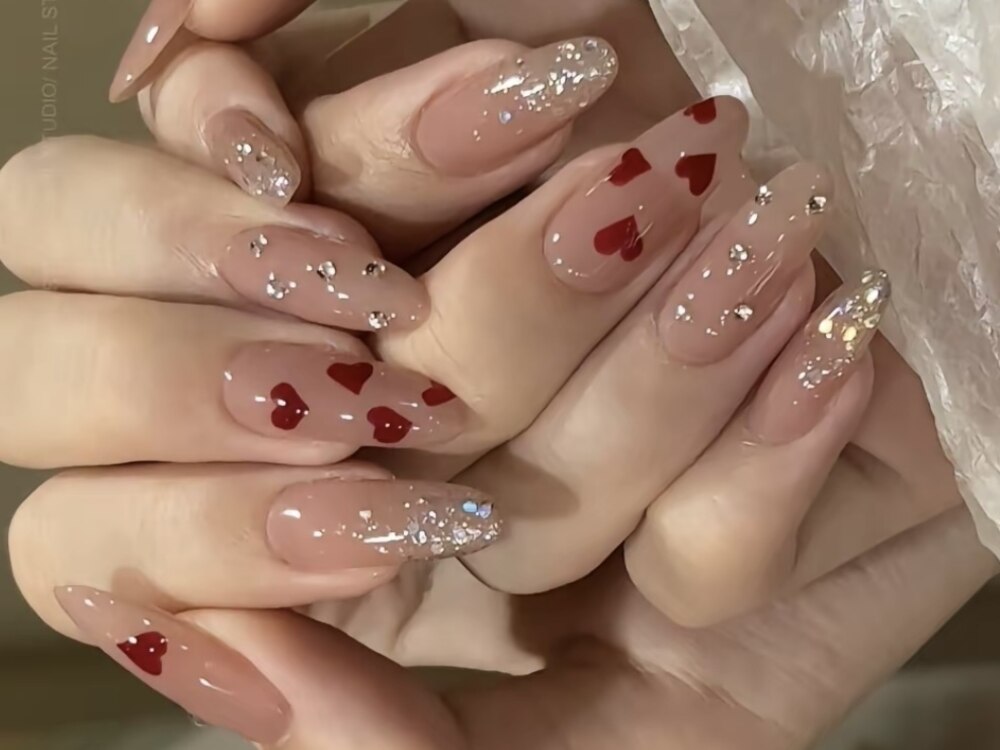 セール ネイルチップ リボン ハート （shienシーイン ネイルチップ  