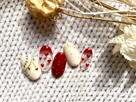 ハートネイル　バレンタイン　赤