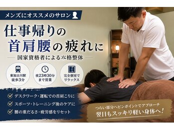 こりとっ手の写真/【メンズ歓迎】仕事帰りの首肩腰の疲れに◎国家資格者の本格整体